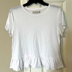 WORN ONCE Abercrombie & Fitch White Ruffle Short Sleeve Shirt